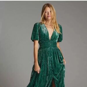 Anthropologie Burnout Velvet Maxi Dress Size 10